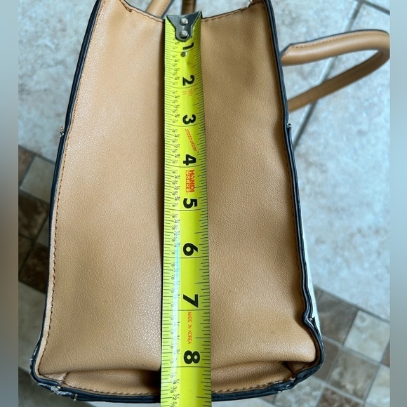 Nanette Lepore White and Tan Faux Leather Satchel Style Handbag Crossbody Strap - Picture 12 of 16